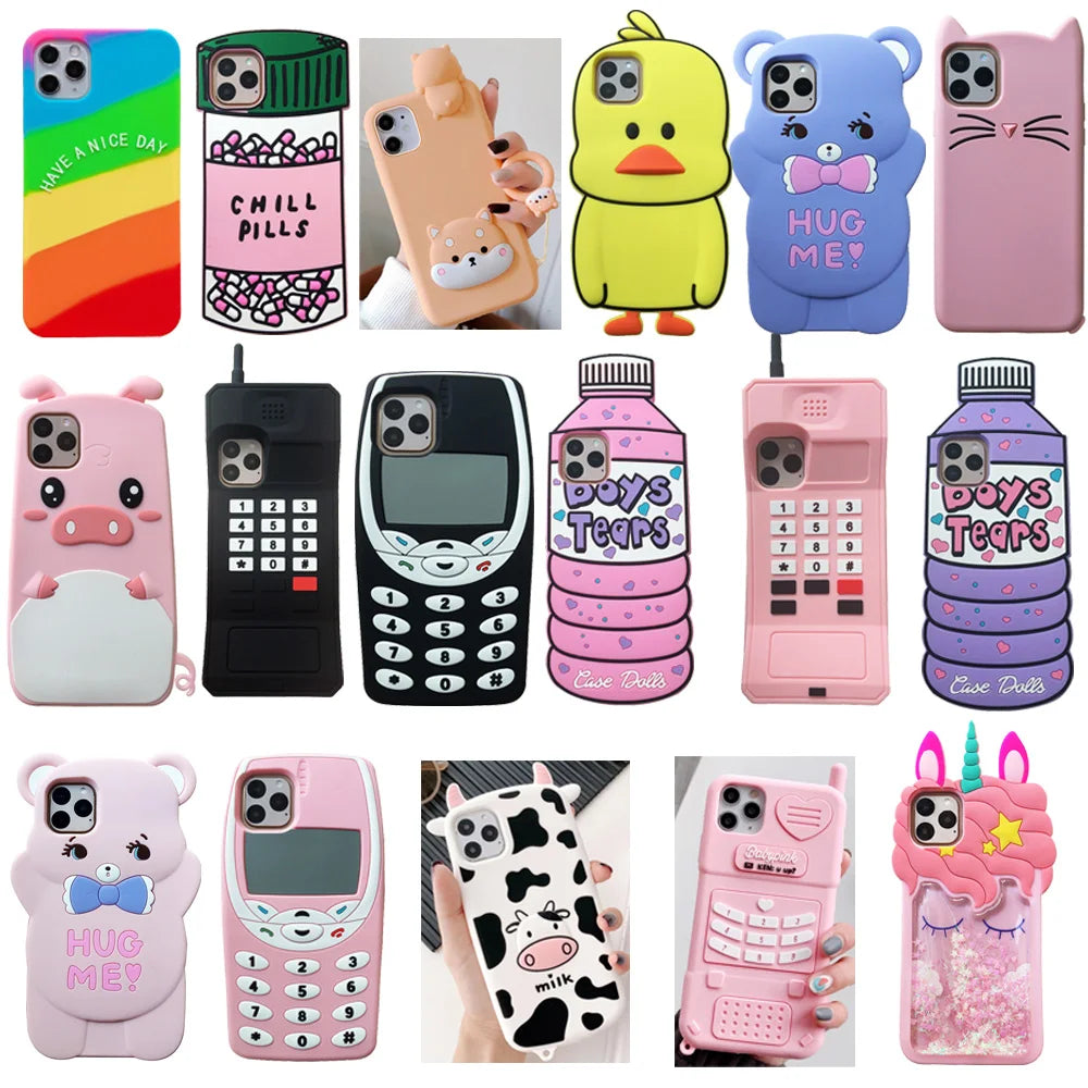 For iPhone X / XS / XR / XS Max 3D Cute Cartoon Animal Soft Silicone Mobile Phone Case Back Cover Shockproof Shell Skin