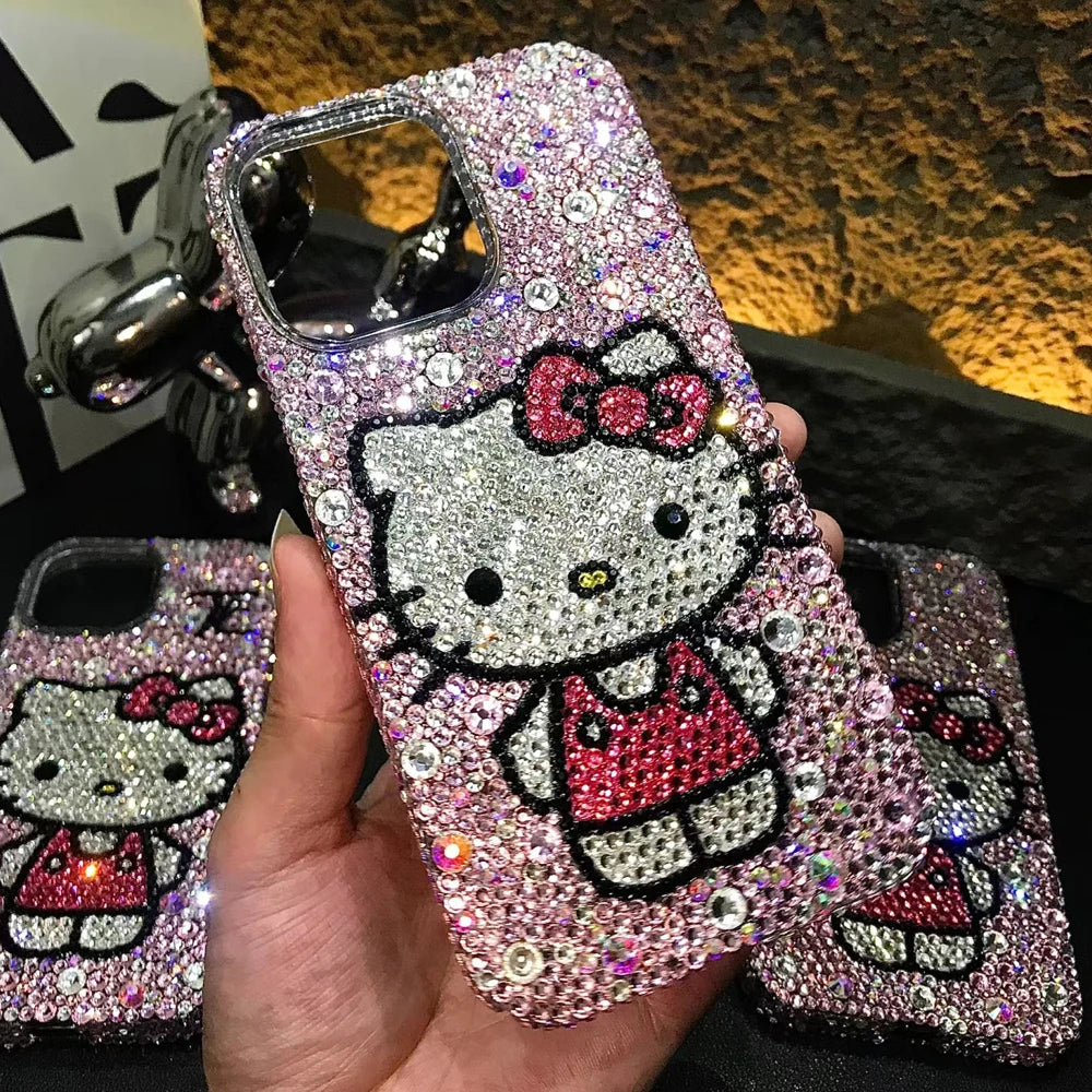 Rhinestone bling crystal phone case chain for iPhone17 16 12 13 14 15pro Max X Xs XR 7 8 plus se 2 3 10 transparent bumper cover