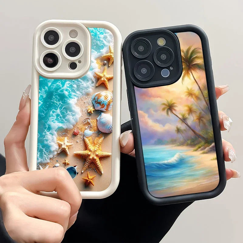 Summer Beach Sunset Sea Palm Sky Eye Stairs Soft Silicone Phone Case For Apple iPhone 12 13 Mini 11 14 15 16 Pro Max 7 8 Plus