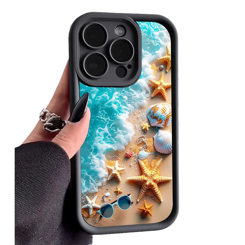 Summer Beach Sunset Sea Palm Sky Eye Stairs Soft Silicone Phone Case For Apple iPhone 12 13 Mini 11 14 15 16 Pro Max 7 8 Plus