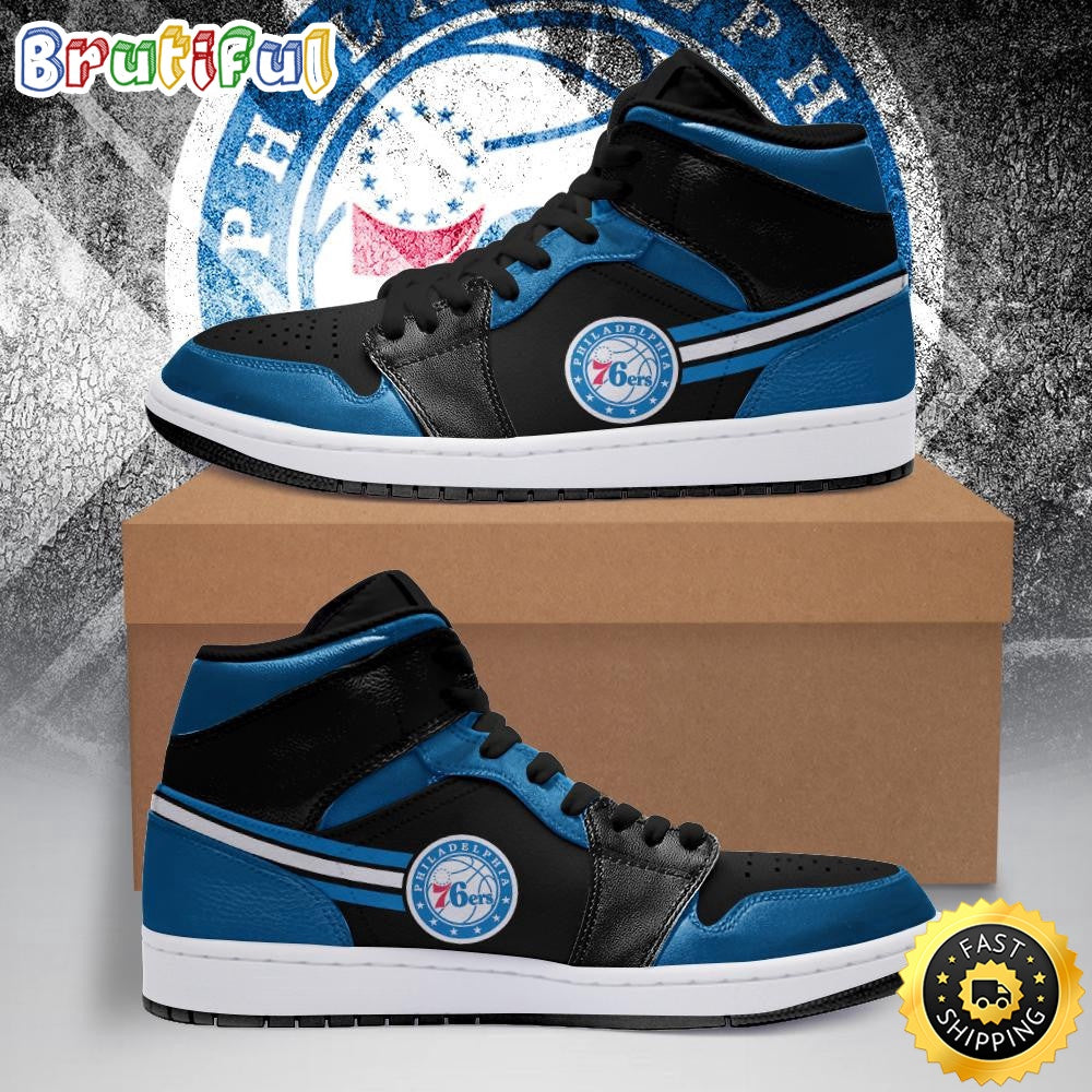 NBA Philadelphia 76ers Blue Black Air Jordan 1 High Sneakers