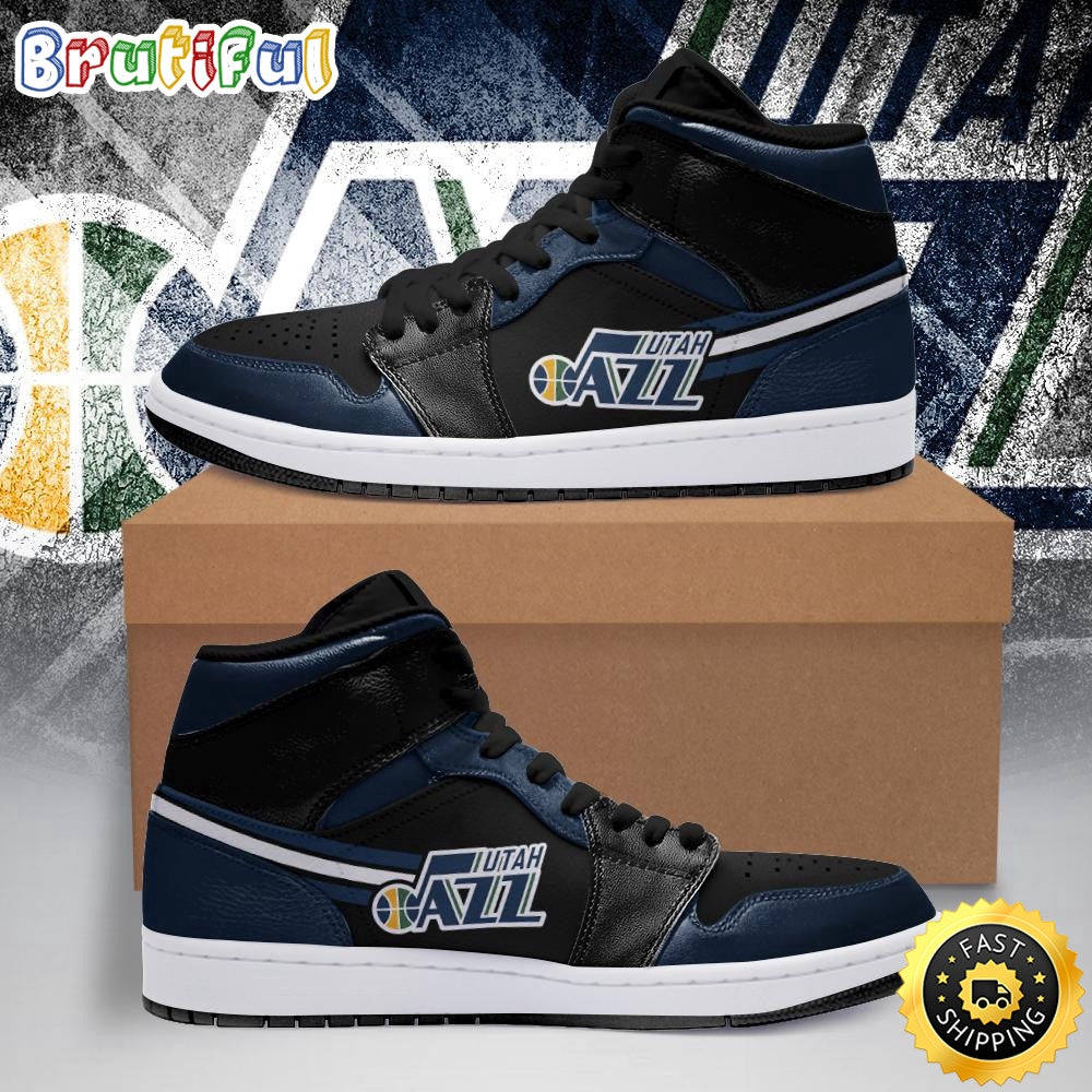 NBA Utah Jazz Black Navy Air Jordan 1 High Sneakers